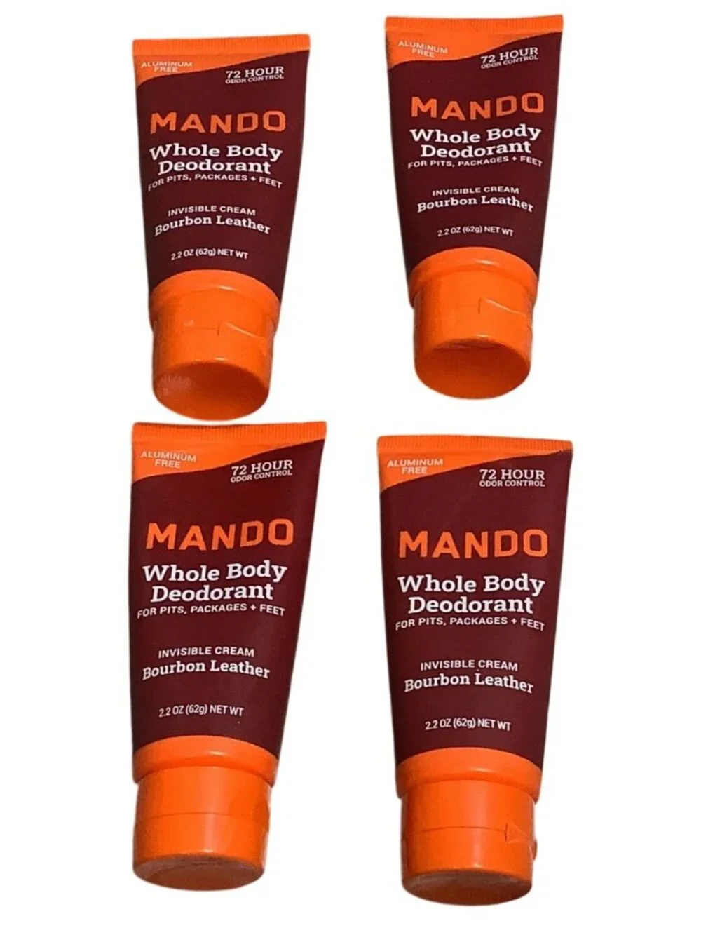 4 Mando Whole Body Deodorant Bourbon Leather 2.2 Oz Invisible Cream